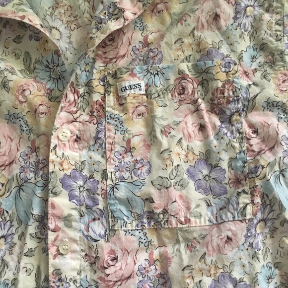 Vintage 90s floral print guess button down shirt - Picture 3 of 4